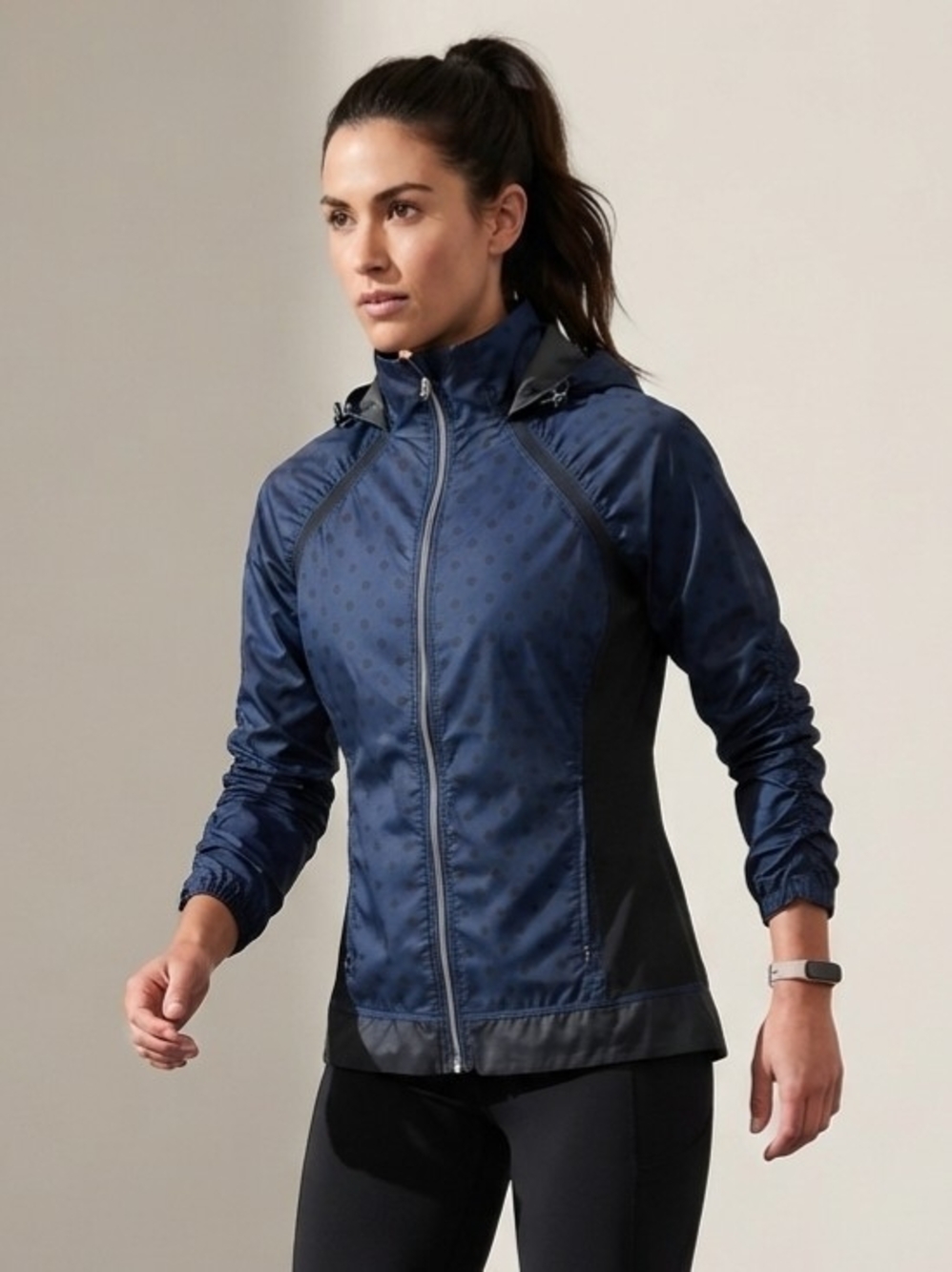 lululemon athletica Navy Polka Dot Hooded Jacket Size 6
